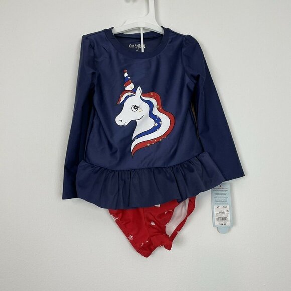 Cat & Jack Toddler Patriotic Unicorn Long Sleeve Swim suit - Picture 1 of 5